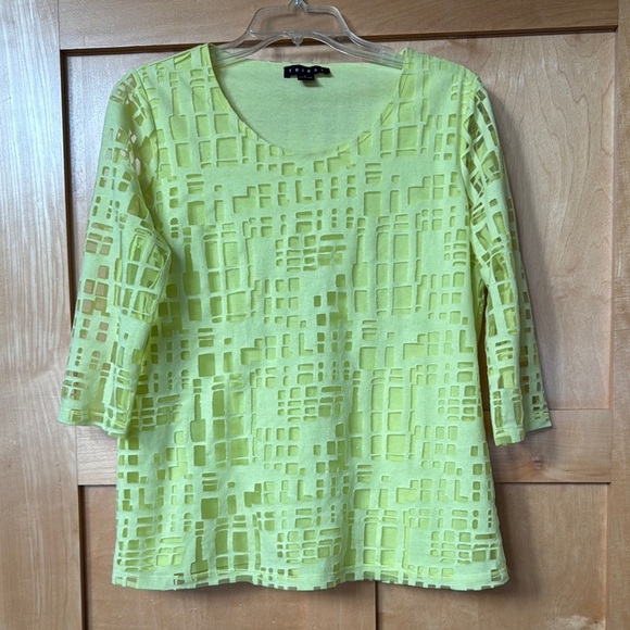 Tribal’s Vibrant lemon lime Green Textured cutout Blouse - Picture 1 of 7